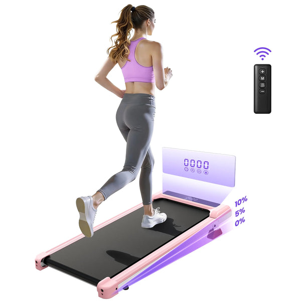Incline 8% Treadmill , 4 in 1 under Desk Walking Pad for Home & Office, Pink
